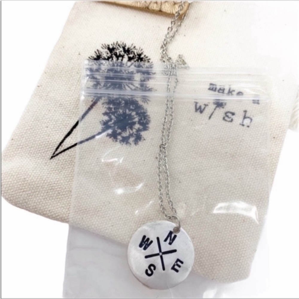 Make a Wish | COMPASS - N S W E silver plated necklace NEW